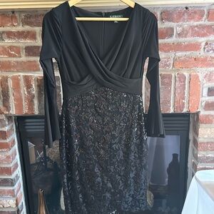 STUNNING ELEGANT LAUREN RALPH LAUREN COCKTAIL FLORAL SEQUIN DRESS